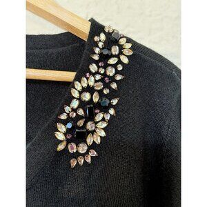 New NWT Black Bejeweled Bling Long Sleeved Preppy Office Sweater Sz 2X